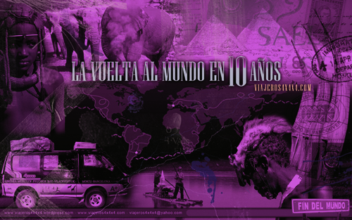 Cartel La Vuelta al Mundo en 10 Años, violeta